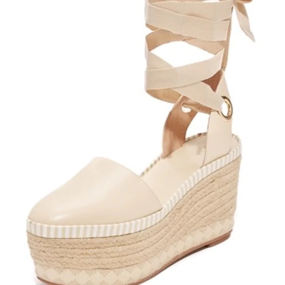Tory Burch Dandy Espadrilles Wedges in Light tan
